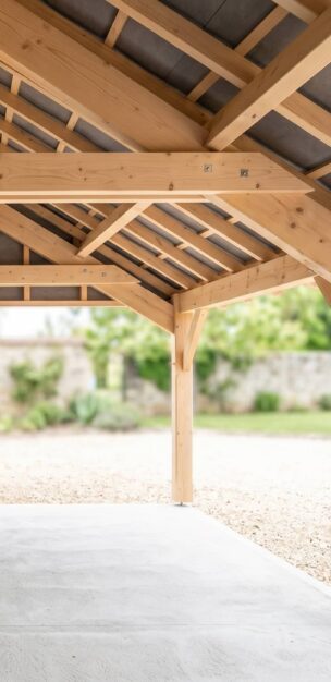 Appentis de garage support tige acier gavalnisé