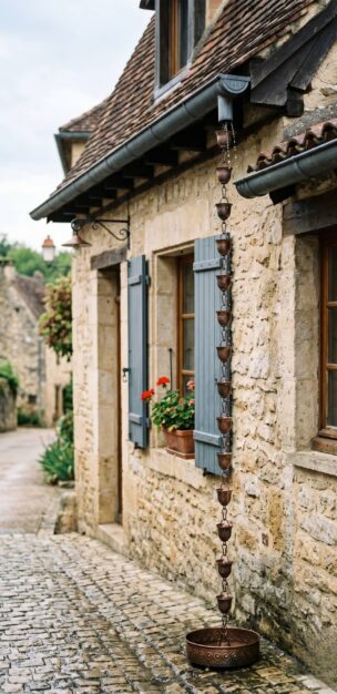 chaine pluie sur une gouttière